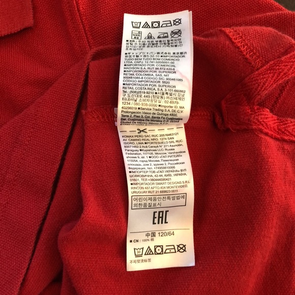 122. KIDS GAP KIDS red polo short sleeve cotton t-shirt - Picture 6 of 7